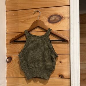 Dreamers Made in USA Army Green Knit Crop Top Tank Small Medium